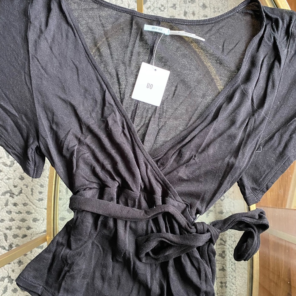 Urban outfitters new with tags black wrap top with tie